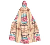 Plagdecna Cape d'Halloween pour adultes, cape gothique de sorcière vampire, imprimé barbe à papa, robe de fête unisexe avec capuche pour cosplay, bal masqué et décoration