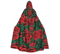Plagdecna Cape d'Halloween pour adultes, cape gothique de sorcière, vampire, rose rouge, robe de fête unisexe avec capuche pour cosplay, bal masqué et décoration