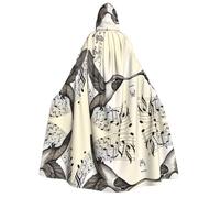 Plagdecna Cape d'Halloween pour adultes, cape gothique de sorcière, vampire, symbole de musique, robe de fête unisexe avec capuche pour cosplay, bal masqué et décoration