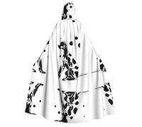 Plagdecna Cape d'Halloween pour adultes, costume de sorcière gothique, vampire, dalmatien, robe de fête unisexe avec capuche pour cosplay, bal masqué et décoration
