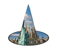 Plagdecna Chapeau de sorcière pliable réglable pour femmes et adultes, décoration de fête d'Halloween, statue de la liberté à New York, casquette de magicien pointue, accessoire de costume léger pour