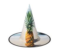 Plagdecna Chapeau de sorcière pliable réglable pour femmes et adultes, décoration de fête d'Halloween, casquette de sorcier à pointe ananas au bord de la mer, accessoire de costume léger pour cosplay