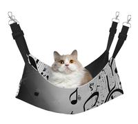 Plagdecna Hamac pour animaux de compagnie pour chats et petits chiens, lit à suspendre en velours avec sangles réglables, lit imprimé notes de musique, chaise longue douce double couche pour maison