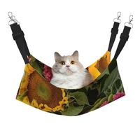Plagdecna Hamac pour chats et petits chiens, lit à suspendre en velours avec sangles réglables, lit pour animaux de compagnie, tournesols jaunes, chaise longue douce double couche pour maison/voyage