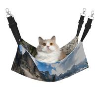 Plagdecna Hamac pour chats et petits chiens, lit à suspendre en velours avec sangles réglables, lit pour animaux de compagnie Rocky Mountains, chaise longue douce double couche pour maison/voyage