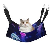 Plagdecna Hamac pour chats et petits chiens, lit à suspendre en velours avec sangles réglables, lit pour animaux de compagnie, méduses colorées, chaise longue douce double couche pour maison/voyage