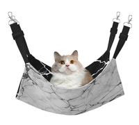 Plagdecna Hamac pour chats et petits chiens, lit à suspendre en velours avec sangles réglables, lit pour animal de compagnie en marbre noir et blanc, chaise longue douce double couche pour maison