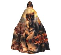 Plagdecna Longue cape à capuche unisexe pour adultes, chiot berger allemand, costume d'Halloween, cape poncho pour homme et femme, déguisement adulte pour Halloween, vampire sorcière, cosplay et fêtes