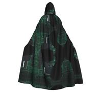 Plagdecna Longue cape à capuche unisexe pour adultes, costume d'Halloween Hacker Attack, poncho pour homme et femme, déguisement adulte pour Halloween, vampire sorcière, cosplay et fêtes