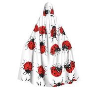 Plagdecna Longue cape à capuche unisexe pour adultes, imprimé coccinelle, costume d'Halloween, poncho pour homme et femme, déguisement adulte pour Halloween, vampire sorcière, cosplay et fêtes