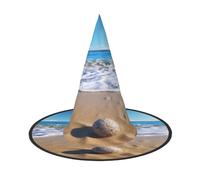 Plagdecna Lot de 2 chapeaux de sorcière pliables réglables pour femmes et adultes, décoration de fête d'Halloween, casquette de magicien pointue de plage et de mer, accessoire de costume léger pour