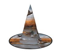Plagdecna Lot de 2 chapeaux de sorcière pliables réglables pour femmes et adultes - Décoration de fête d'Halloween, chasse - Canard sauvage - Chapeau de magicien pointu - Accessoire de costume léger