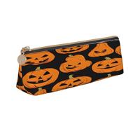 Plagdecna Organiseur de stylos triangulaire pour l'école, le bureau, les voyages, Halloween, trousse à crayons en cuir imperméable, porte-accessoires d'écriture, pochette compacte zippée pour