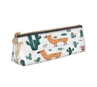 Plagdecna Organiseur de stylos triangulaire pour l'école, le bureau, les voyages, jolie trousse à crayons en cuir d'alpaga lama, trousse étanche en PVC, porte-accessoires d'écriture, pochette compacte