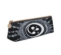 Plagdecna Organiseur de stylos triangulaire pour l'école, le bureau, les voyages, trousse à crayons en cuir avec diagramme Ying Yang, sac à stylos étanche, porte-accessoires d'écriture, pochette
