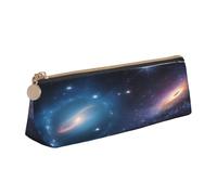 Plagdecna Organiseur de stylos triangulaire pour l'école, le bureau, les voyages, trousse à crayons en cuir imperméable, porte-accessoires d'écriture, pochette compacte zippée pour fournitures