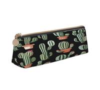 Plagdecna Organiseur de stylos triangulaire pour l'école, le bureau, les voyages, trousse à crayons en cuir imprimé végétal, sac à stylos étanche, porte-accessoires d'écriture, pochette compacte