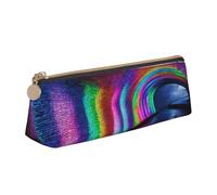 Plagdecna Organiseur de stylos triangulaire pour l'école, le bureau, les voyages, trousse à crayons holographique en cuir imperméable, porte-accessoires d'écriture, pochette compacte zippée pour