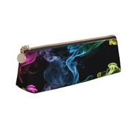 Plagdecna Organiseur triangulaire pour stylos pour l'école, le bureau, les voyages, trousse à crayons en cuir fumé coloré, étanche, porte-accessoires d'écriture, pochette compacte zippée pour