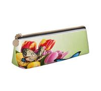 Plagdecna Organiseur triangulaire pour stylos pour l'école, le bureau, les voyages, trousse à crayons en cuir imperméable, porte-accessoires d'écriture, pochette compacte à fermeture éclair pour