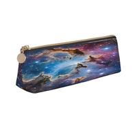 Plagdecna Organiseur triangulaire pour stylos pour l'école, le bureau, les voyages, trousse à crayons en cuir coloré galaxie étanche, porte-accessoires d'écriture, pochette compacte zippée pour