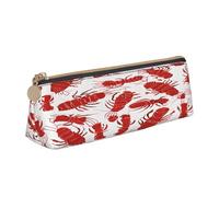 Plagdecna Organiseur triangulaire pour stylos pour l'école, le bureau, les voyages, trousse à crayons en cuir de homard rouge, trousse étanche en PVC pour accessoires d'écriture, pochette compacte