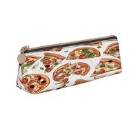 Plagdecna Organiseur triangulaire pour stylos pour l'école, le bureau, les voyages, trousse à crayons en cuir avec motif pizza, sac à stylos étanche, porte-accessoires d'écriture, pochette compacte