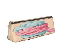Plagdecna Organiseur triangulaire pour stylos pour l'école, le bureau, les voyages, trousse à crayons en cuir avec imprimé barbe à papa, trousse étanche en PVC, pochette compacte zippée pour