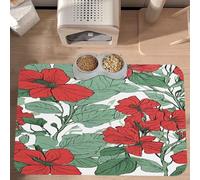 PLAGDECNA Tapis d'alimentation imperméable pour animal de compagnie, tapis antidérapant pour chien et chat, set de table d'été hawaïen pour animal domestique, set de table en cuir absorbant pour la