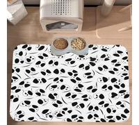PLAGDECNA Tapis d'alimentation imperméable pour animal domestique, tapis antidérapant pour gamelle pour chien et chat, motif panda mignon, set de table en cuir absorbant pour la nourriture et l'eau