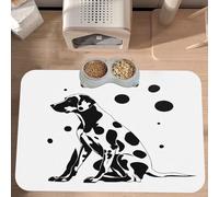 PLAGDECNA Tapis d'alimentation imperméable pour animal domestique, tapis antidérapant pour gamelle pour chien et chat, set de table dalmatien en cuir absorbant, pour nourriture et eau, facile à