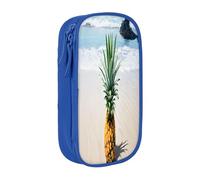 Plagdecna Trousse à crayons double couche pour filles et garçons, ananas au bord de la mer, grande capacité, organiseur de fournitures scolaires, sac de papeterie en tissu Oxford durable avec