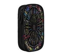 Plagdecna Trousse à crayons double couche pour filles et garçons, boîte à crayons à notes de musique, organiseur de fournitures scolaires, sac de papeterie en tissu Oxford durable avec fermeture