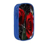 Plagdecna Trousse à crayons double couche pour filles et garçons, boîte à crayons avec roses rouges, organiseur de fournitures scolaires, sac de papeterie en tissu Oxford durable avec fermeture éclair