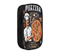 Plagdecna Trousse à crayons double couche pour filles et garçons, boîte à crayons chef pizza, grande capacité, organisateur de fournitures scolaires, sac de papeterie en tissu Oxford durable avec