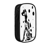 Plagdecna Trousse à crayons double couche pour filles et garçons, boîte à crayons dalmatien, grande capacité, organiseur de fournitures scolaires, sac de papeterie en tissu Oxford durable avec