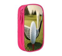 Plagdecna Trousse à crayons double couche pour filles et garçons, boîte à crayons en forme de balle de golf, organiseur de fournitures scolaires, sac de papeterie en tissu Oxford durable avec