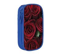 Plagdecna Trousse à crayons double couche pour filles et garçons, boîte à crayons rouge et noire, grande capacité, organiseur de fournitures scolaires, sac de papeterie en tissu Oxford durable avec