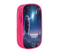 Plagdecna Trousse à crayons double couche pour filles et garçons, boîte à crayons Space Planet de grande capacité, organiseur de fournitures scolaires, sac de papeterie en tissu Oxford durable avec