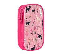 Plagdecna Trousse à crayons double couche pour filles et garçons, bouledogue français et fleurs, grande capacité, organiseur de fournitures scolaires, sac de papeterie en tissu Oxford durable avec