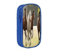 Plagdecna Trousse à crayons double couche pour filles et garçons, divers types de chevaux, grande capacité, organiseur de fournitures scolaires, tissu Oxford durable avec fermeture éclair pour