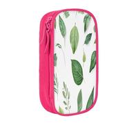 Plagdecna Trousse à crayons double couche pour filles et garçons, motif feuilles d'eucalyptus, grande capacité, organiseur de fournitures scolaires, sac de papeterie en tissu Oxford durable avec