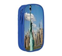 Plagdecna Trousse à crayons double couche pour filles et garçons, statue de la liberté dans une boîte à crayons de New York, grande capacité, organiseur de fournitures scolaires, sac de papeterie en