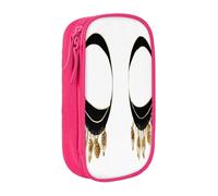 Plagdecna Trousse à crayons double couche pour filles et garçons, trousse à crayons avec imprimé cils, grande capacité, organiseur de fournitures scolaires, sac de papeterie en tissu Oxford durable