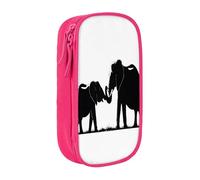 Plagdecna Trousse à crayons double couche pour filles et garçons, trousse à crayons éléphant, grande capacité, organiseur de fournitures scolaires, sac de papeterie en tissu Oxford durable avec