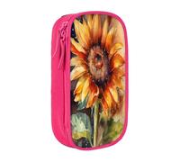 Plagdecna Trousse à crayons double couche pour filles et garçons, trousse à crayons tournesol, grande capacité, organiseur de fournitures scolaires, sac de papeterie en tissu Oxford durable avec