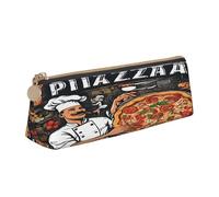 Plagdecna Trousse triangulaire en cuir pour l'école, le bureau, les voyages, le chef pizza, trousse à crayons étanche, porte-accessoires d'écriture, pochette compacte zippée pour fournitures