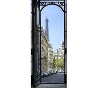 Plage 141012 Sticker Trompe l'œil Porte - Rue Parisienne, 204 x 83 cm