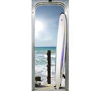 Plage 141034 Sticker Trompe l'œil Porte - Waïkiki Beach, 204 x 83 cm