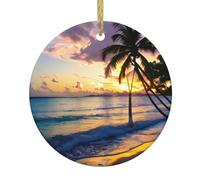Plage À Couper Le Souffle en Jamaïque Décoration Noël Ornement avec Ruban Doré Décorations pour Bureau Vacances Intérieur